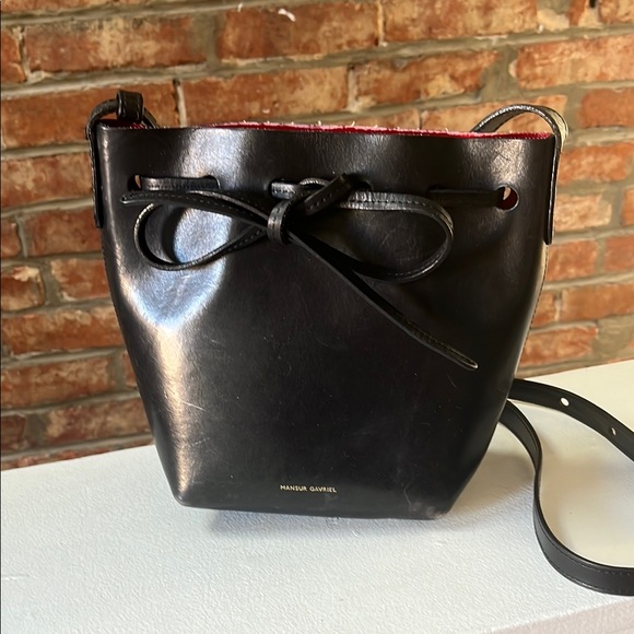 Mansur Gavriel Black Leather Mini Mini Bucket Bag